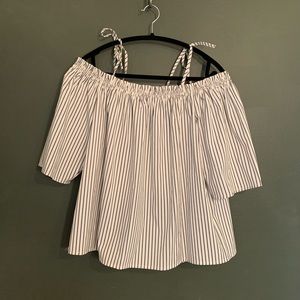 [Blue Rain] Striped Off The Shoulder Blouse - Med